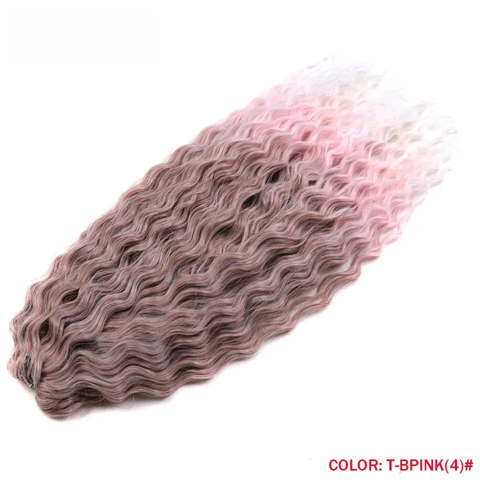 LOVE ME 22 Inch 300g/3pcs Ariel Curl Hair Water Wave Twist Crochet Hair Synthetic Ombre Rainbow Color Braiding Hair Extensions