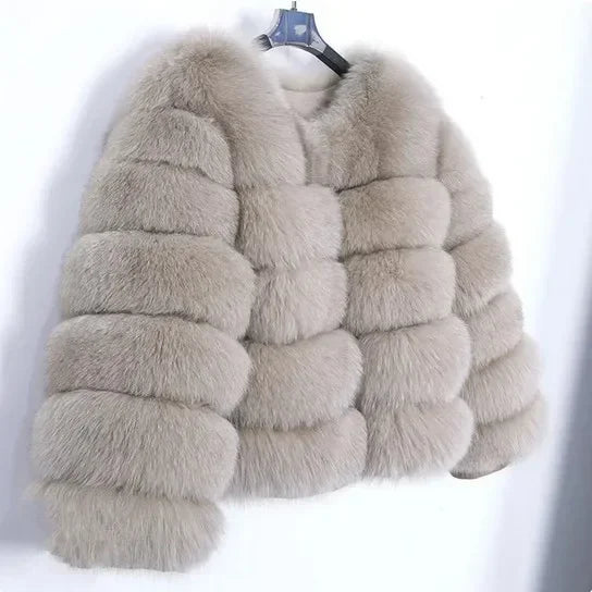 Women Autumn Winter Faux Fur Fox Coats Short Coat Jackets Elegant Jacket Furry Outerwear Party White Thick Warm Y2k Coats