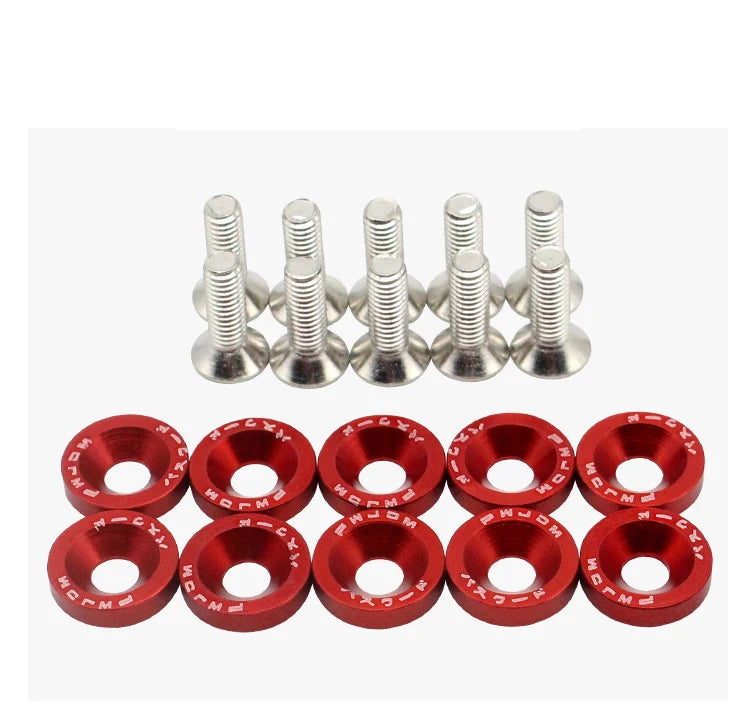 10 PCS M6 Car Modified Fasteners Fender Washer Bumper Engine Concave Screws Fender Washer License Plate Bolts Car Styling Gasket