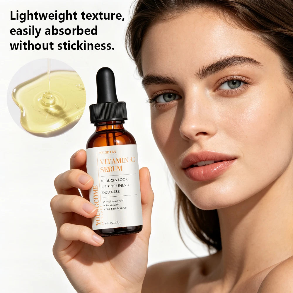 Vitamin C Serum Hydrating Facial Care with Hyaluronic Acid Ferulic Acid Sea Buckthorn Oil For Daily Skin Nourishment Lightweight