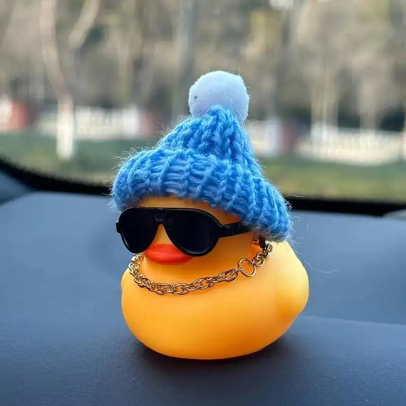 Rubber Duck Car Ornaments Winter Duck Car Dashboard Decorations for Christmas Decor Home Decorations with Mini Hat Sunglasses