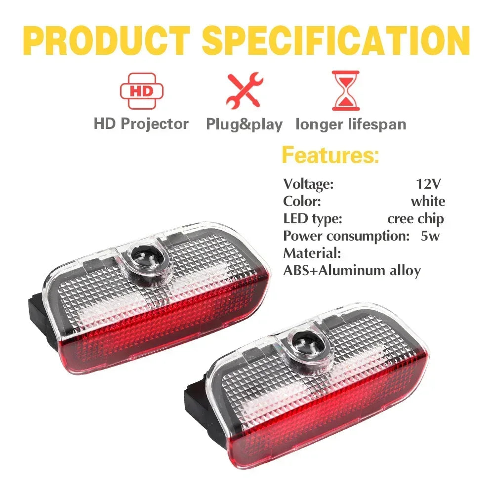 Hot Sale LED Car Door Logo Projector Light Accessories for VW R Golf 5 6 7 GTI GTD GTE CC Passat B6 B7 B8 B9 C6 C7 C8 Tiguan