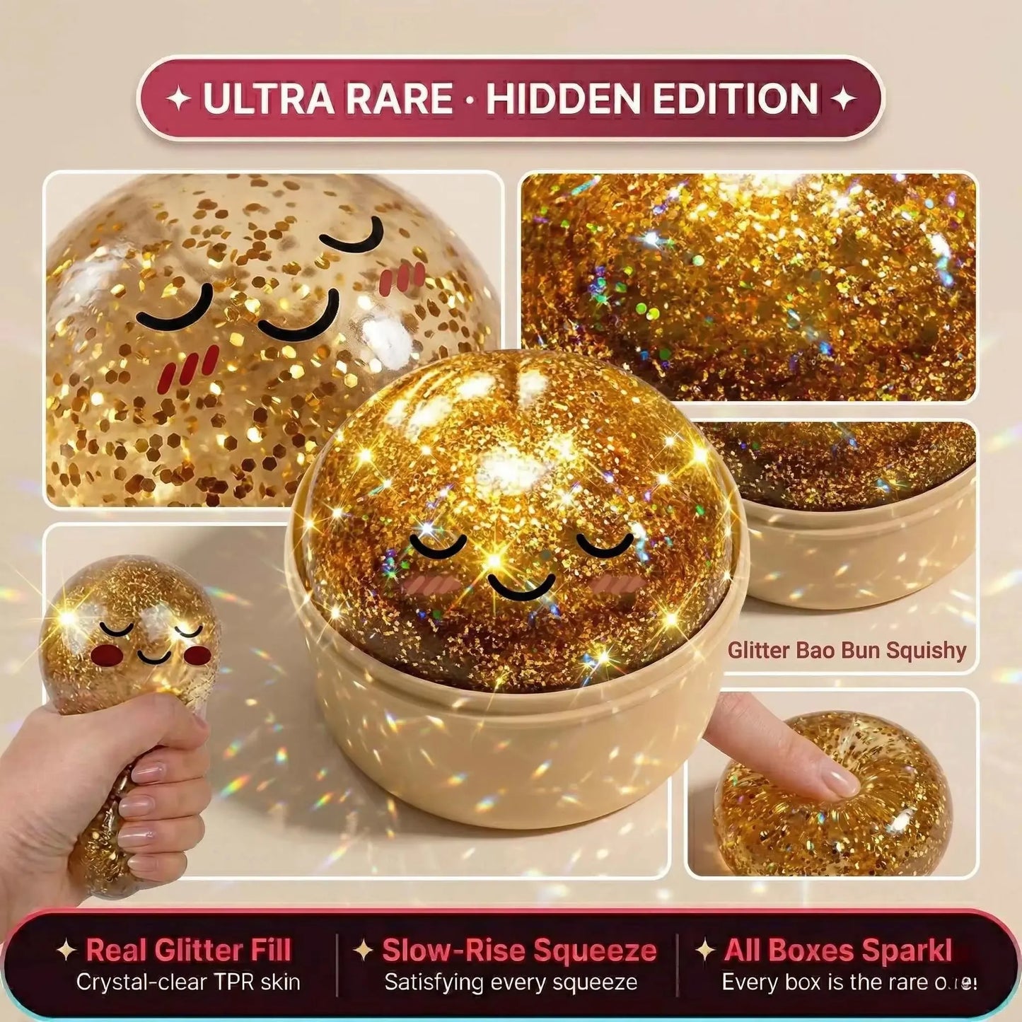 Dumpling Squishy ULTRA RARE Gold Glitter Hidden Edition Dumpling Squishies