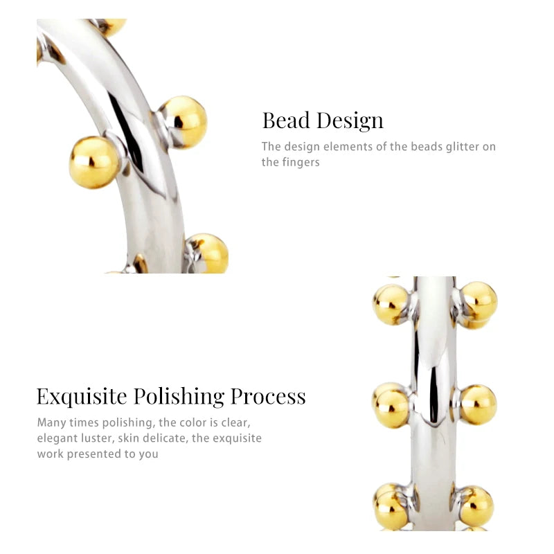 Punk Beads Finger Rings For Women PVD 18K Gold Plated Anti-fading Ring Simple Minimalist Fashion Jewelry OEM/ODM Supplier