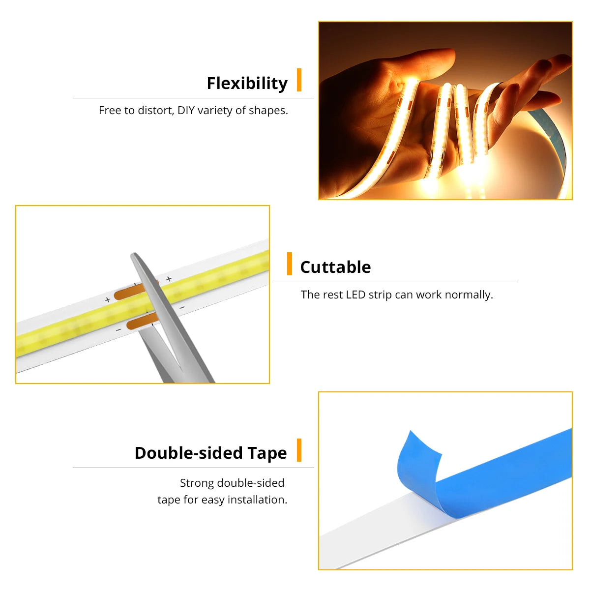 Flexible Led Strip Lighting 5V FOB USB COB LED Light Tape Penetrating Touch Switch Motion Sensor Bedroom Kitchen Cabinet Decor