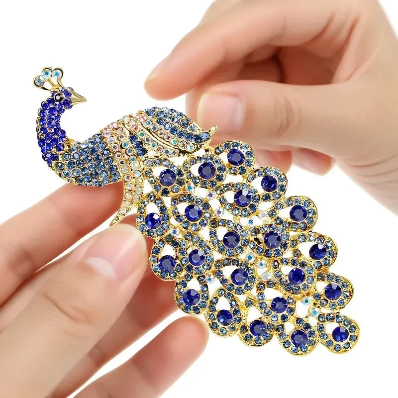 Luxury Peacock Feather Brooch, Sparkling Rhinestone Jewelry, Elegant Women's Daily & Formal Accessory Gift