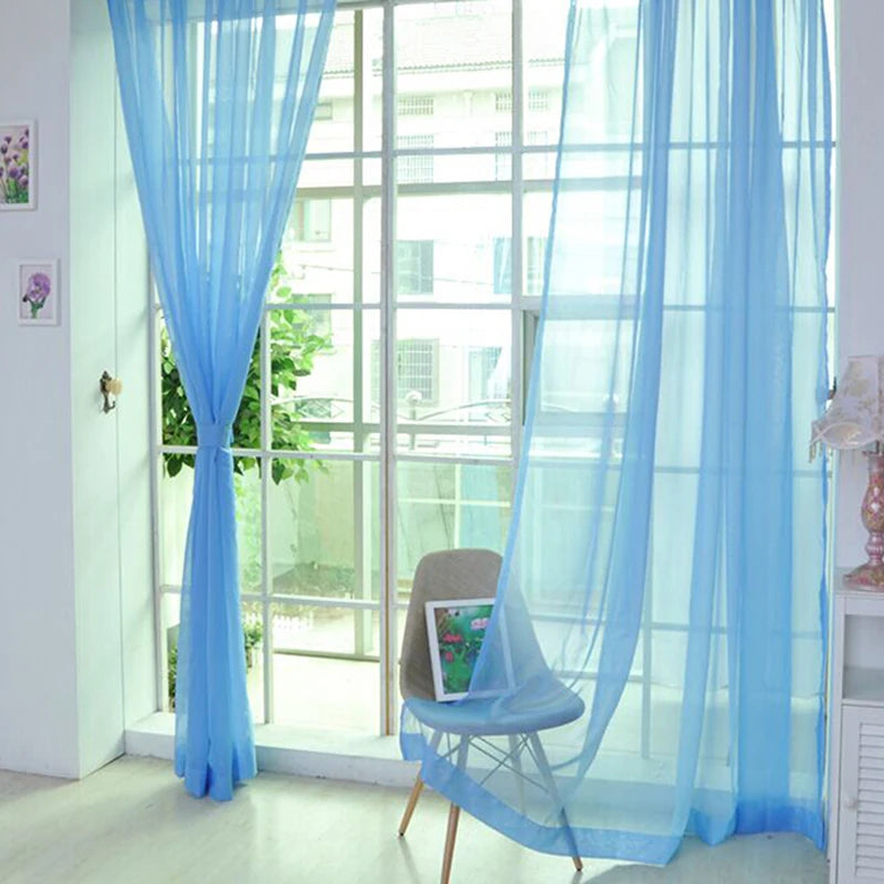 Transparent Window Gauze Solid Color Wedding Glass Gauze Household Products Light Luxury Style Easy To Install Curtains
