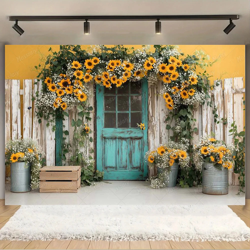 Sunflower Backdrop Photography Yellow Flower Wall Bee Garden Autumn Baby Shower Portrait Wedding Birthday Background Photo Props