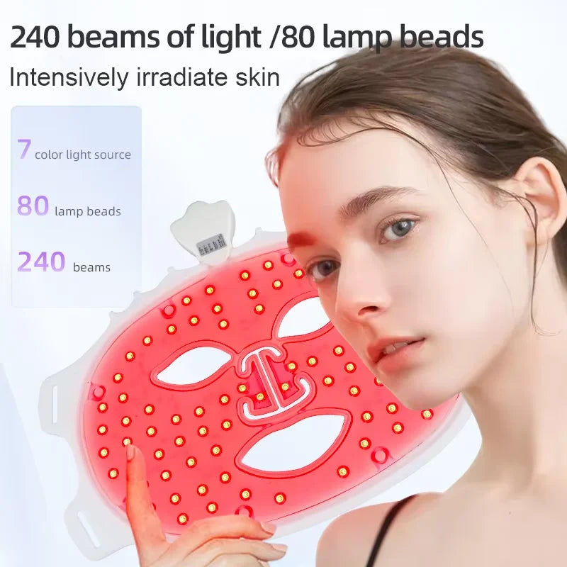 Portable Silicone Light Therapy Mask 7 Color Led Mask Light Therapy Skin Care Led Mask Light Therapy Red Light Mask for Beauty