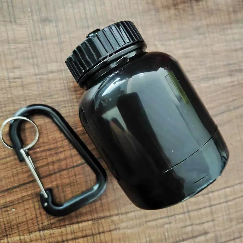 Portable Mini Protein Powder Bottle with Keychain Health Funnel Medicine Box Container Small Cup Outdoor Sport Storage