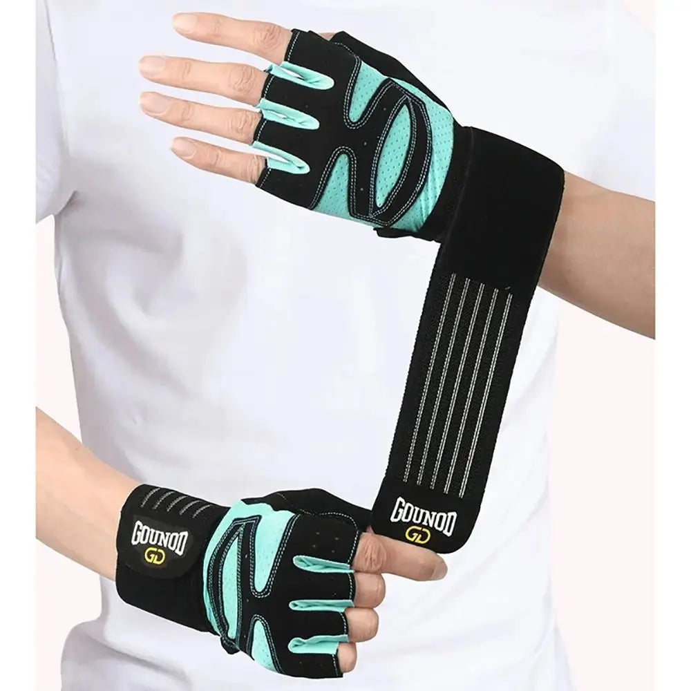 1Pair Half Finger Weight Lifting Glove Breathable Anti-Slip Weightlifting Gloves Bodybuilding Powerlifting Wristband Support
