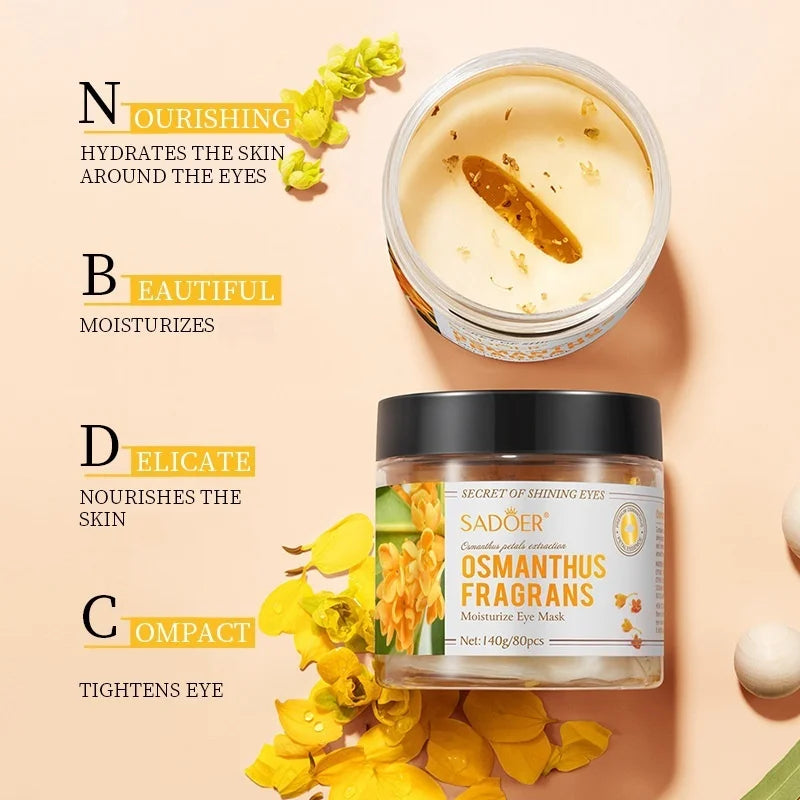 80 Pieces of Osmanthus Eye Patches, Containing Osmanthus Extract, Hydrate and Moisturize the Eyes, Nourish the Skin Around the Eyes, and Enhance the Appearance of the Skin Around the Eyes Suitable for Daily Eye Care, a Gift f
