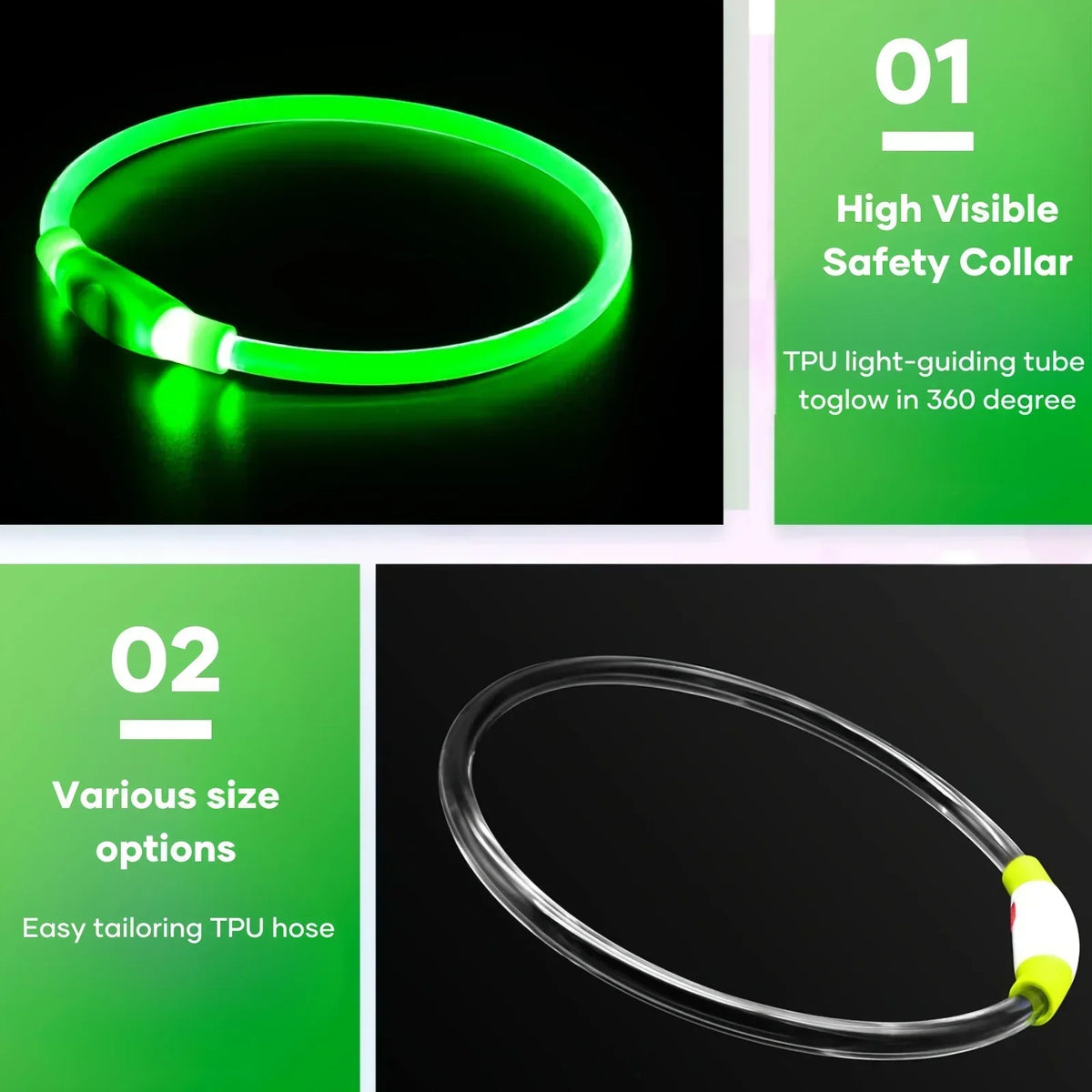 USB Rechargeable LED Dog Collar