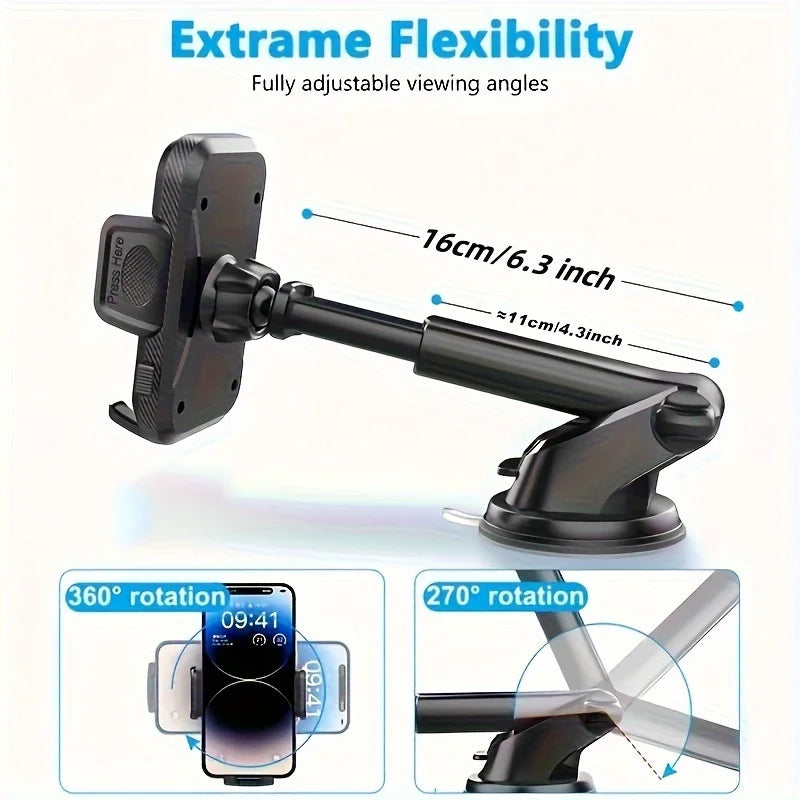 Car Phone Holder Sucker Mount Stand Suction Cup Cellphone Support In Car For IPhone15 Xiaomi Huawei Samsung Mobilephone Bracket