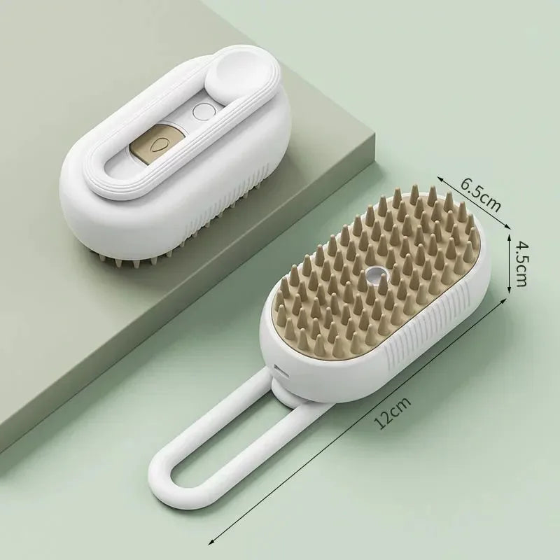 Pet Steam Spray Comb for Detangling and Deshedding 3-in-1 Hair Removal No-Wash Cleaning Massage Grooming Brush for Cats and Dogs