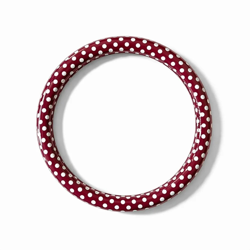 Polka Dot Pattern Steering Wheel Cover Leather Material Comfortable Hand Feel Car Protective Sleeve Easy To Install Stylish Look