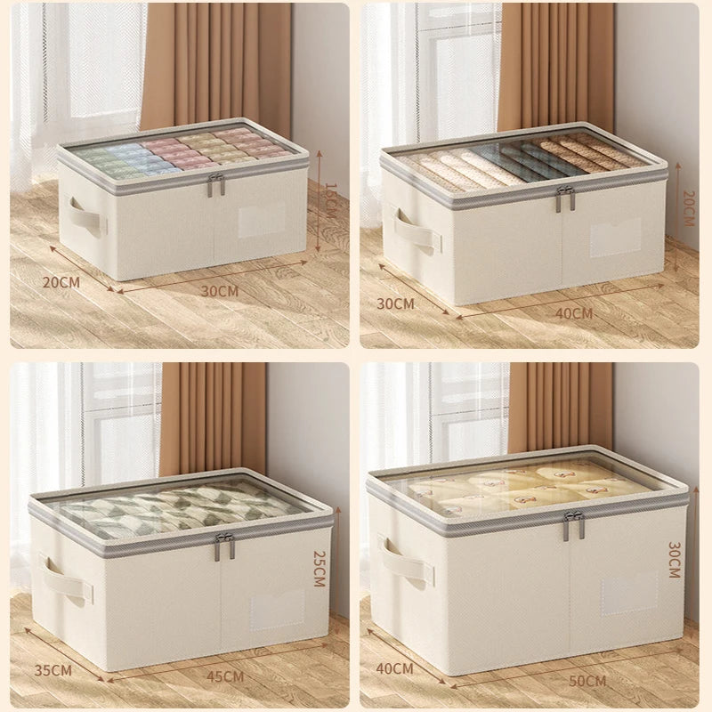 Large Capacity Clothing Storage Box Foldable Storage Bin For Down Jacket Quilt Organizer Box with Lid Bedroom Wardrobe Organizer