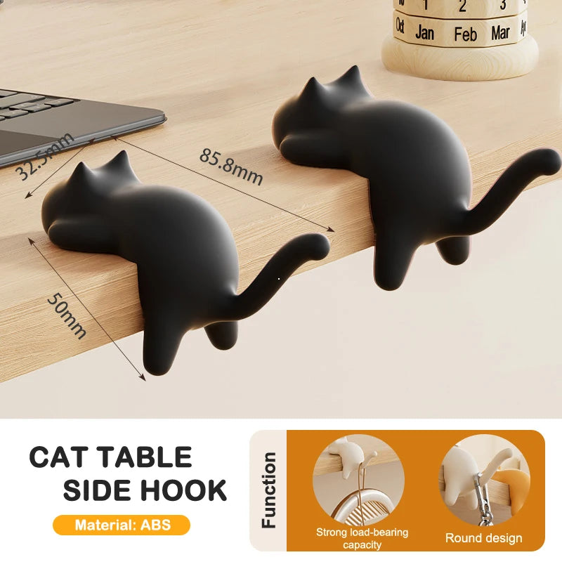 Cute Cat Bag Hook Portable Table Hook Handbag Backpack Organizer Holder for Home Office Desk Side Decor Travel Bag Hanger