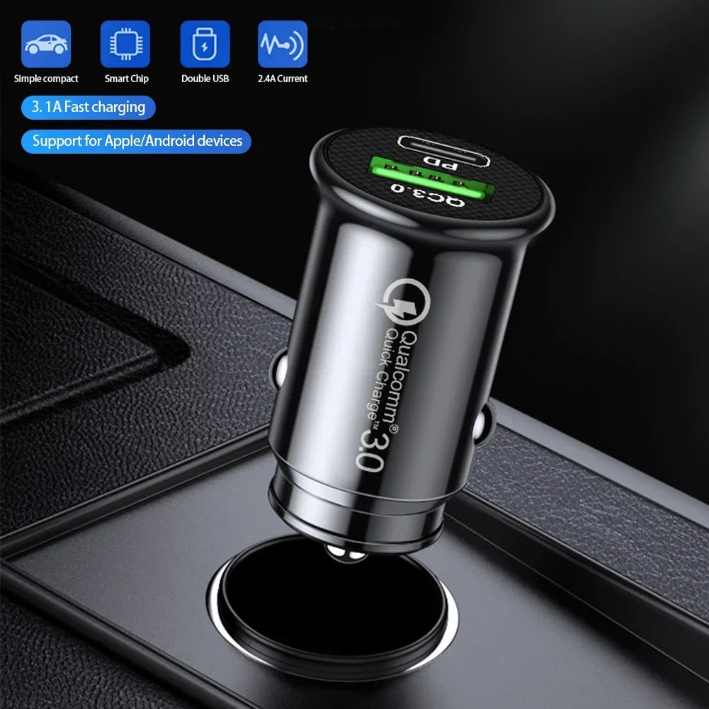 20w Qc3.0 Car Charger Fast Charging Car Lighter Type C Mobile Phone Charge For Xiaomi Iphone For Phone Charge Pd Slot