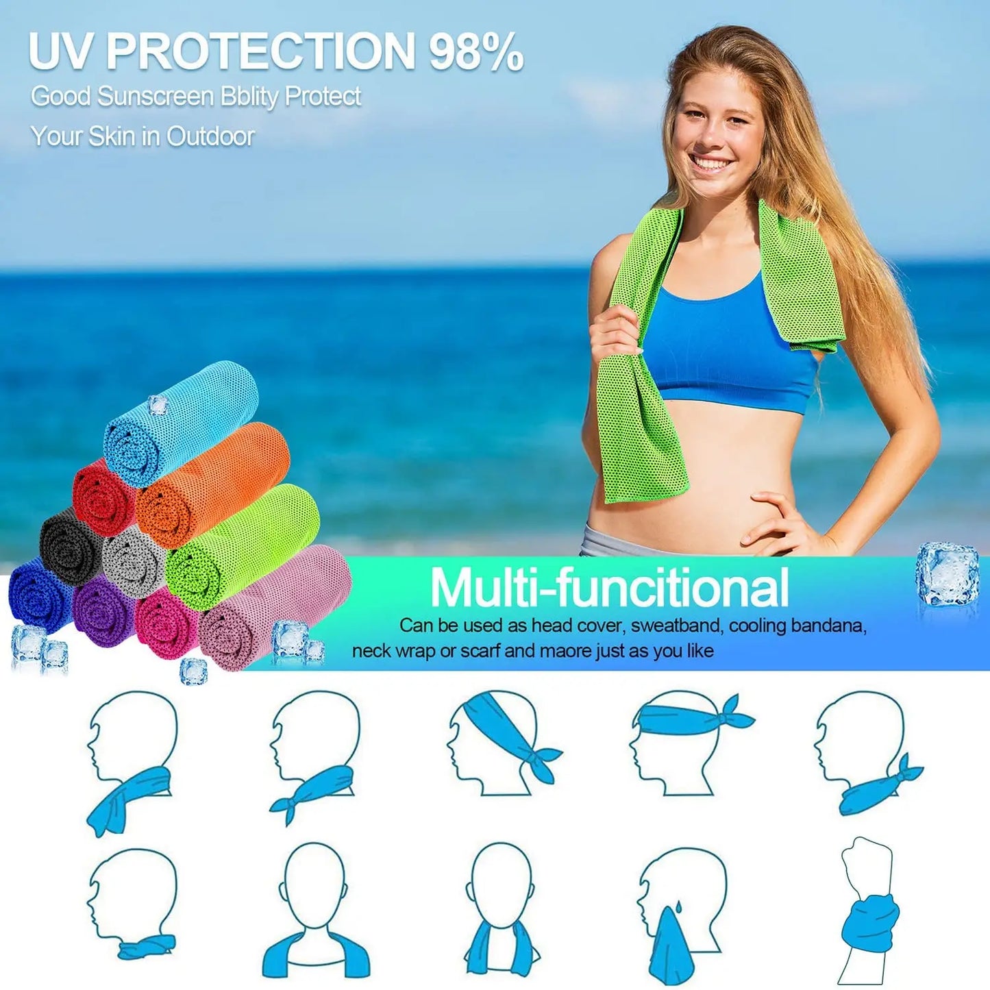 1/5/10PCS Dot Print Ice Cool Towel for Outdoor Fitness - Quick Drying Sweat-Absorbing Sports Towel With Cooling Sensation
