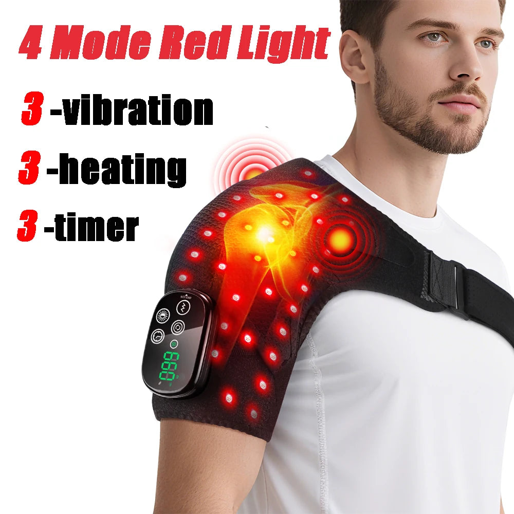 Portable Shoulder Massage Belt 3 Levels Adjustable Heating Vibration Shoulder Support Brace Wrap Pad Massage Relaxation Cordless