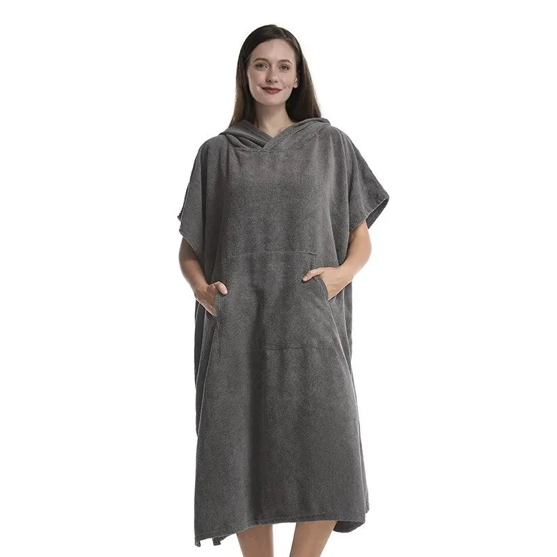 Unisex Oversized Quick Dry Poncho Hoodie Towel Beach Robe Swim Surf Changing Towel Loungewear Pajamas for Adults