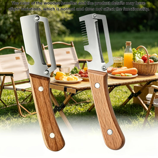 Multi-Functional Stainless Steel Peeler with Wooden Handle, Durable Smooth Kitchen Gadget for Fruits and Vegetables Peeling Slic