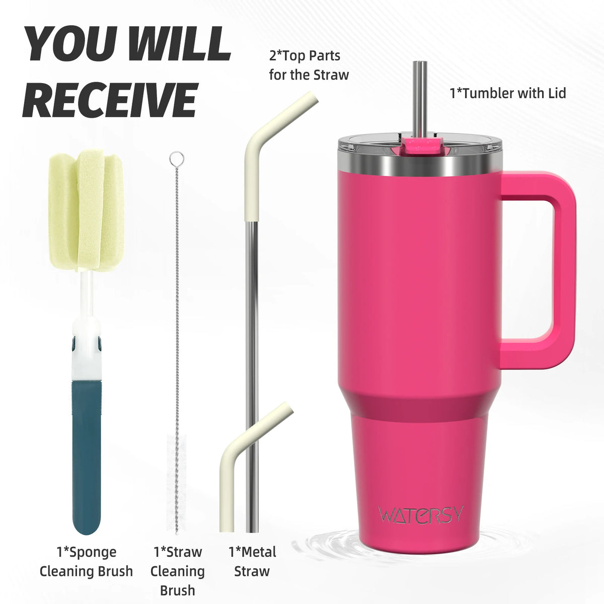 WATERSY 20oz/591ml Tumbler with Handle, Leak-proof Insulated Cup, Stainless Steel Vacuum Thermal for Coffee, Car, Travel