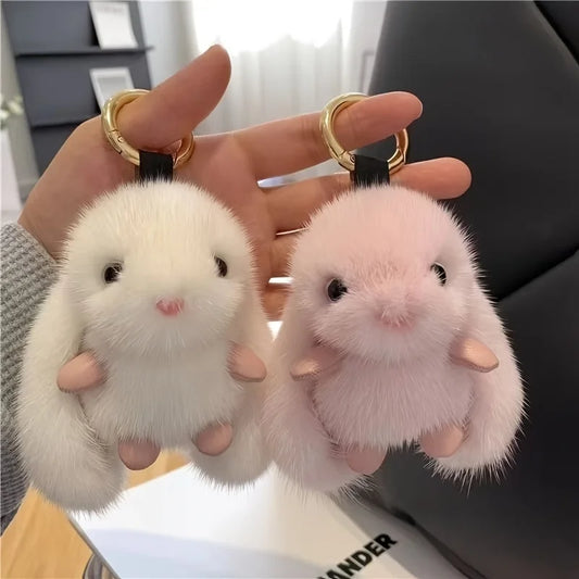 1pc Trendy Plush Rabbit White Keychain for Woman with Cute Charm Soft Toy Decorative Accessory for Bags New Year Gift Body Kit