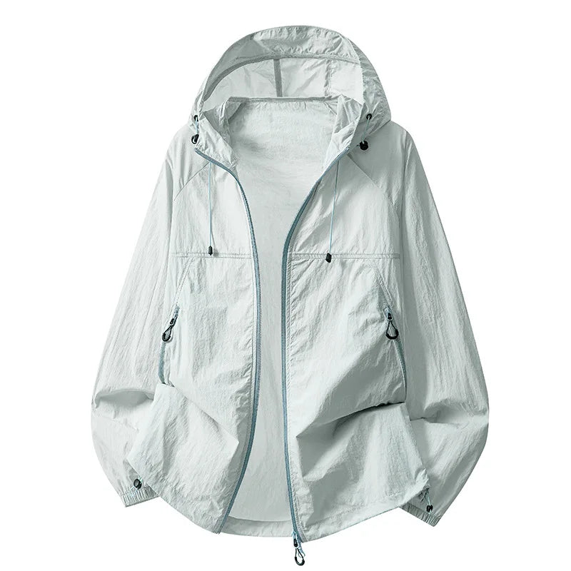 UPF50+ New Fashion Couple's Trendy Ultra-thin Hooded Sunscreen Jackets Men Summer Outwear Casual Breathable Coats windbreaker 4X