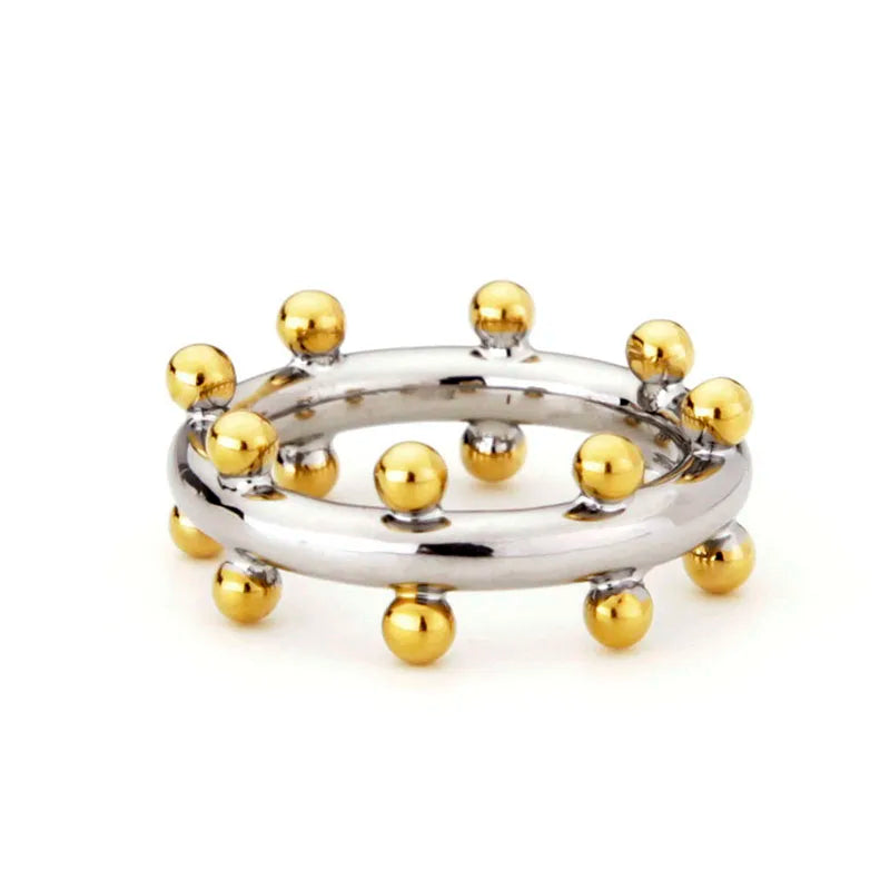 Punk Beads Finger Rings For Women PVD 18K Gold Plated Anti-fading Ring Simple Minimalist Fashion Jewelry OEM/ODM Supplier
