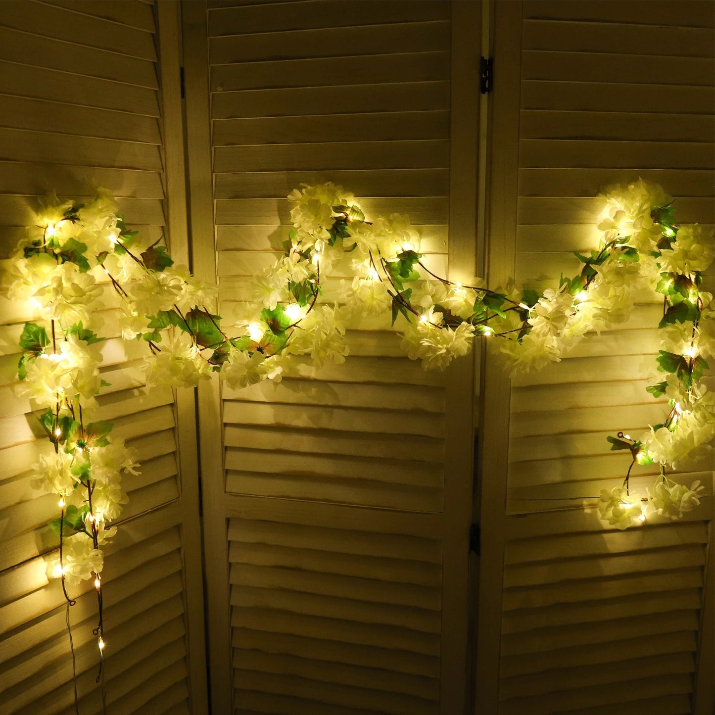 Cherry Blossom LED Light Artificial Flowers Vines For Wedding Party Home Decoration Hanging Wall Garden Arch Christmas Ornament