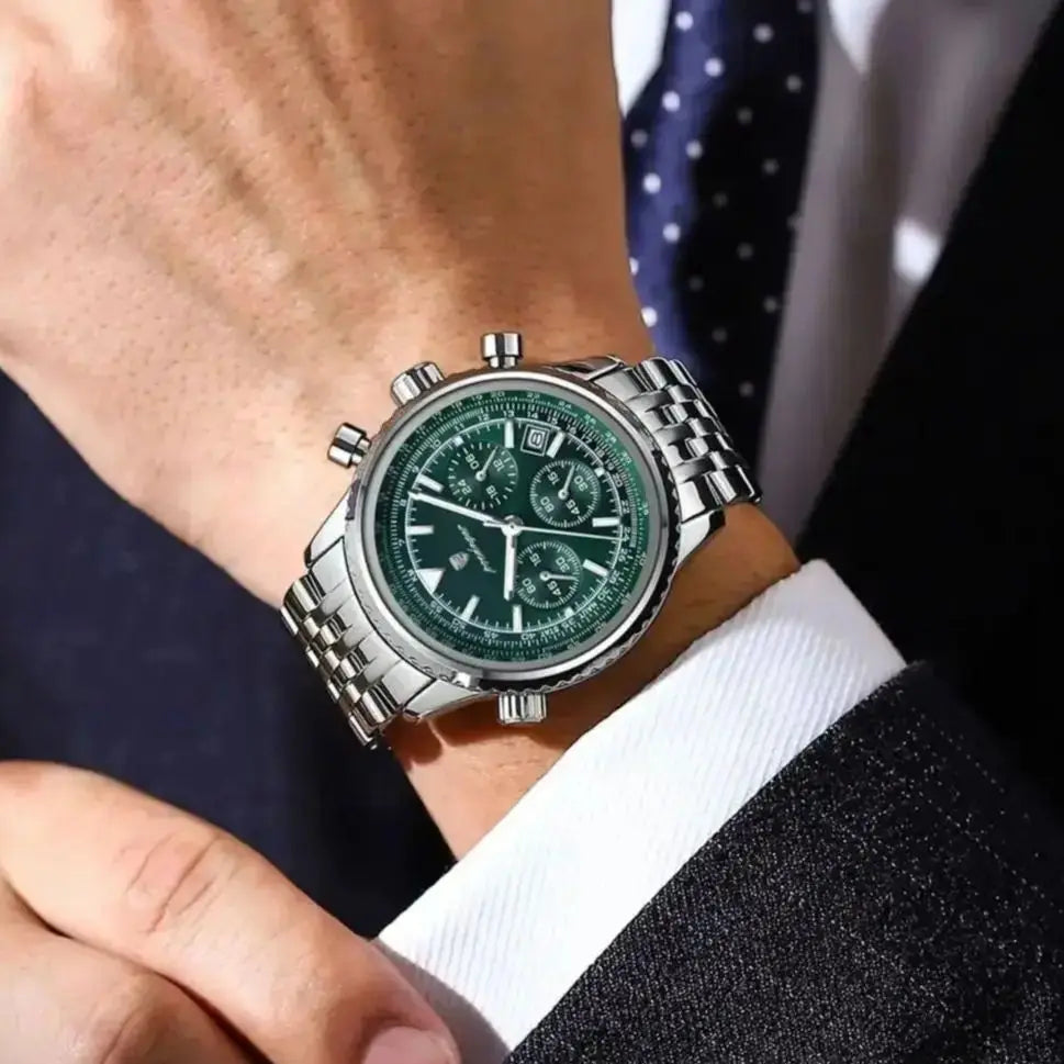 POEDAGAR Business Men's Wristwatch Waterproof Luminous Date Chronograph Luxury Man Watch Quartz Stainless Steel Watches For Men