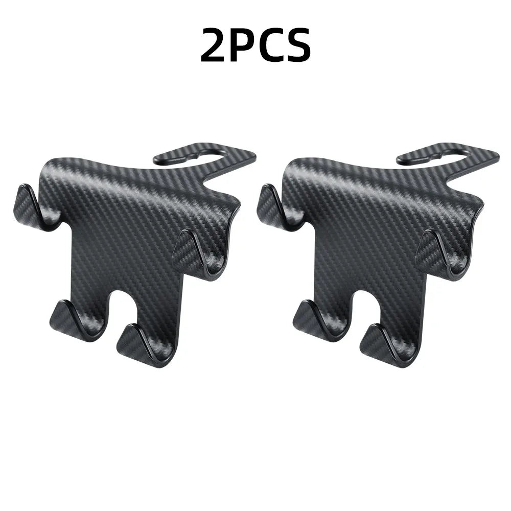 Car Seat Headrest Hook Carbon Fiber Mobile Phone Holder Car Vehicle Universal Holder Handbag Purse Coat Car Interior Accessories
