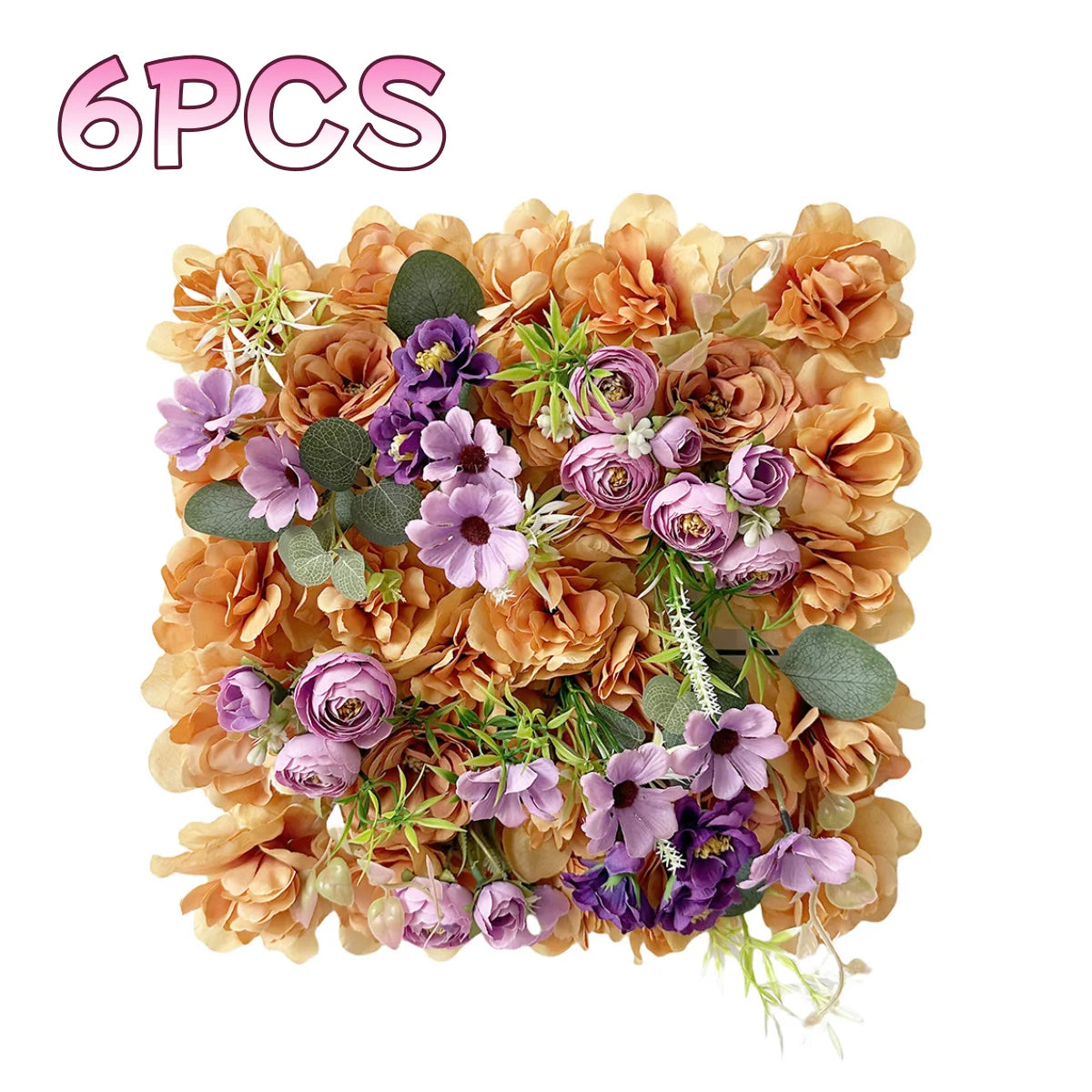 6Pcs Flower Wall Panels 3D Artificial Rose Wall Backdrop for Wedding Bridal Shower Party Photo Photography Background Decor