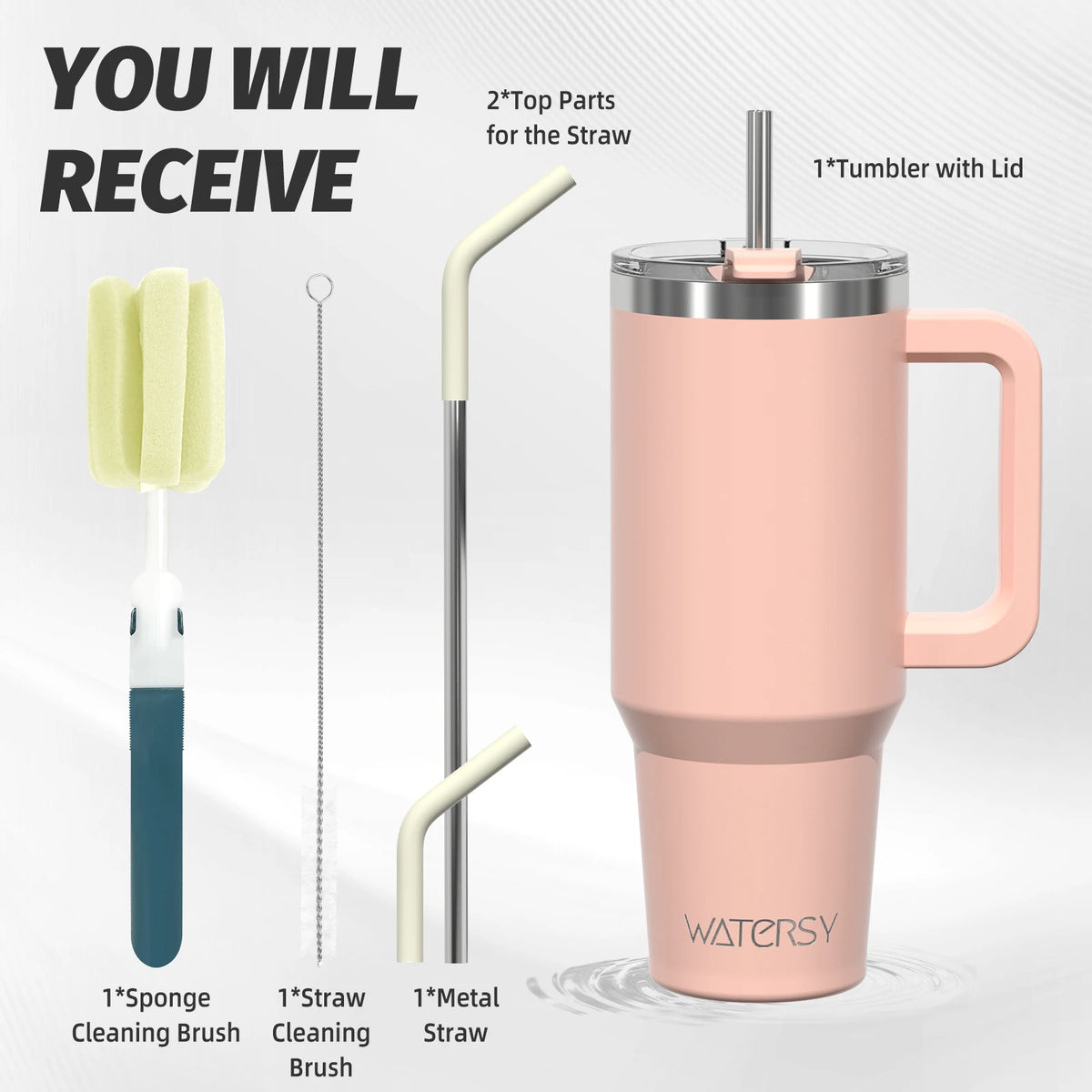 WATERSY 20oz/591ml Tumbler with Handle, Leak-proof Insulated Cup, Stainless Steel Vacuum Thermal for Coffee, Car, Travel