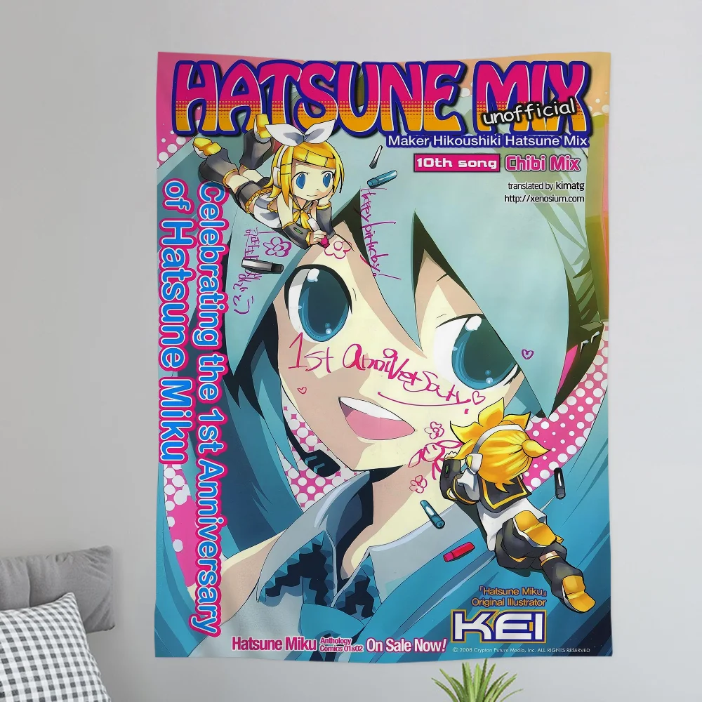 Anime H-Hatsunes M-MikU Colorful Tapestry Wall Hanging Bohemian Wall Tapestries Mandala Wall Hanging Sheets