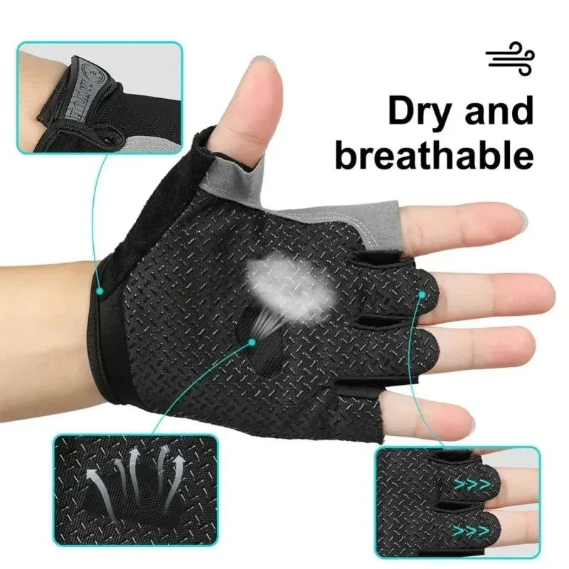 Cycling Gloves for Men Woman Fingerless Sports Fitness Training Gym Gloves Motorcycle Mtb Anti-slip Gloves Bicycle Accessories