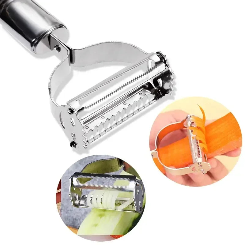 2-in-1 High Quality Stainless Steel Potato Cucumber Carrot Grater Julienne Peeler Vegetables Fruit Peeler Vegetable Slicer