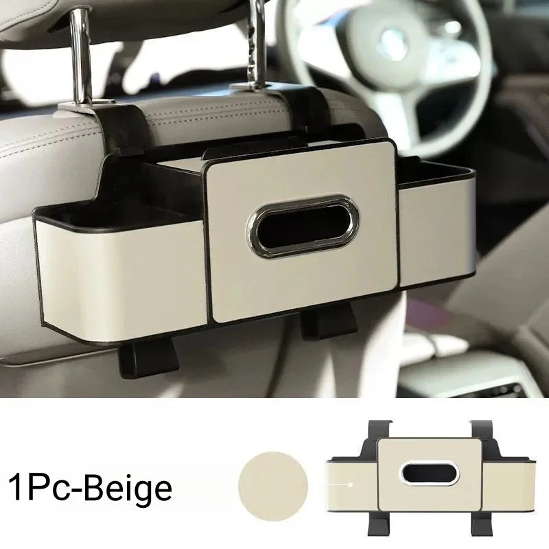 Multifunctional Car Seat Back Storage Box with Tissue Phone Stand Cup Interior Holder Organizer Holder Auto Space-saving
