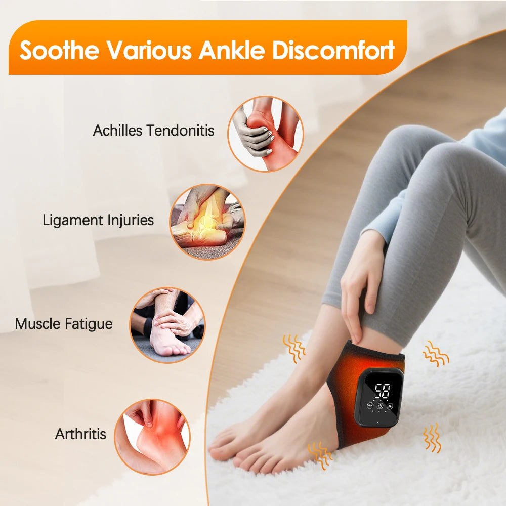 1 Pair Portable Vibration Ankle Support Brace Hot Compress Foot Massager with Heating Pad for Arch & Foot Comfort