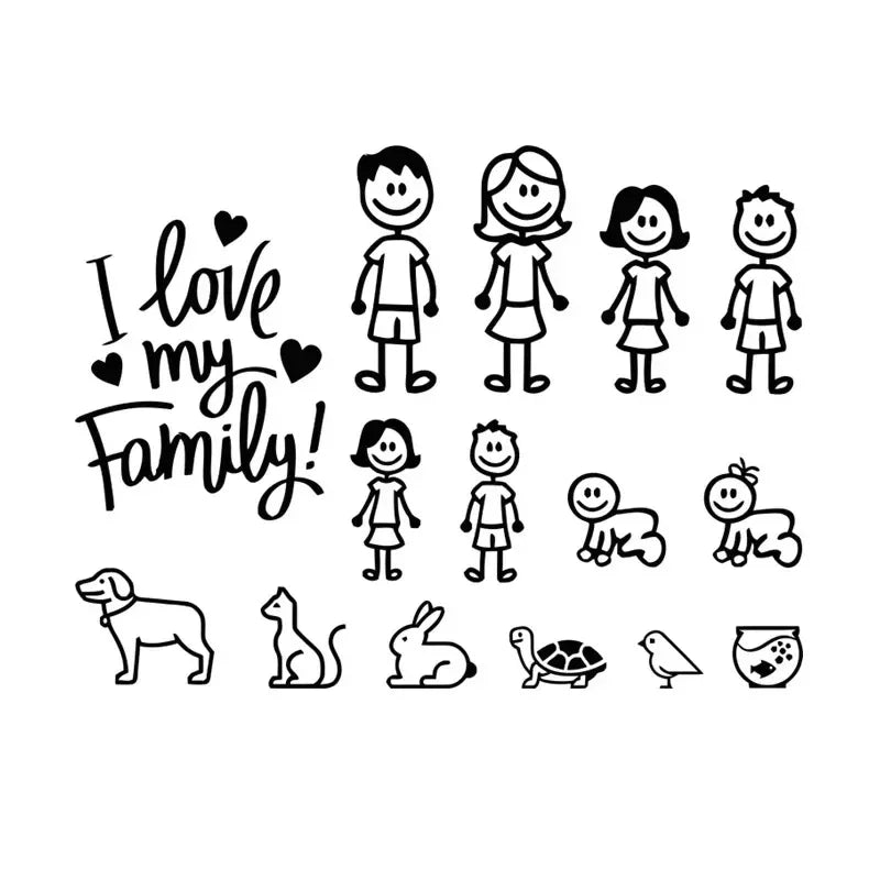 LYKX Interesting Family Automobiles Motorcycles Car Sticker Window Waterproof Sun Protection Decal PVC Decorative Goods