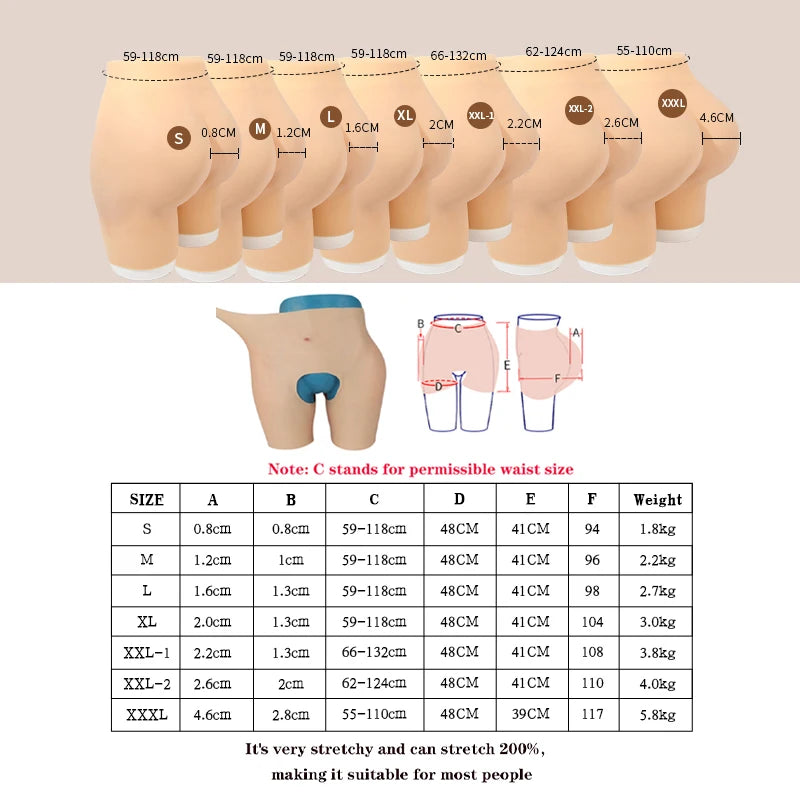 Silicone Fake Big Hips And Buttocks Thickness Pad For Women Realistic Sexy Butt Enhancement Padding Panties Shapewear