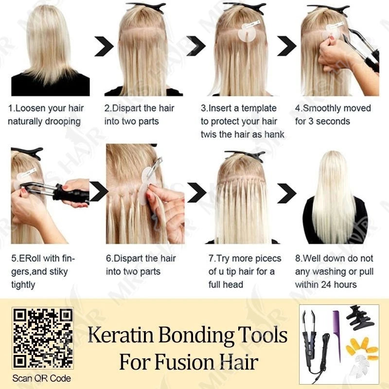 MRSHAIR U Tip Fusion Hair Extensions Nail Tips Human Hair Italiana 1.5cm Long Keratin Hair Bondings 12 16 20 24 inch 50strands