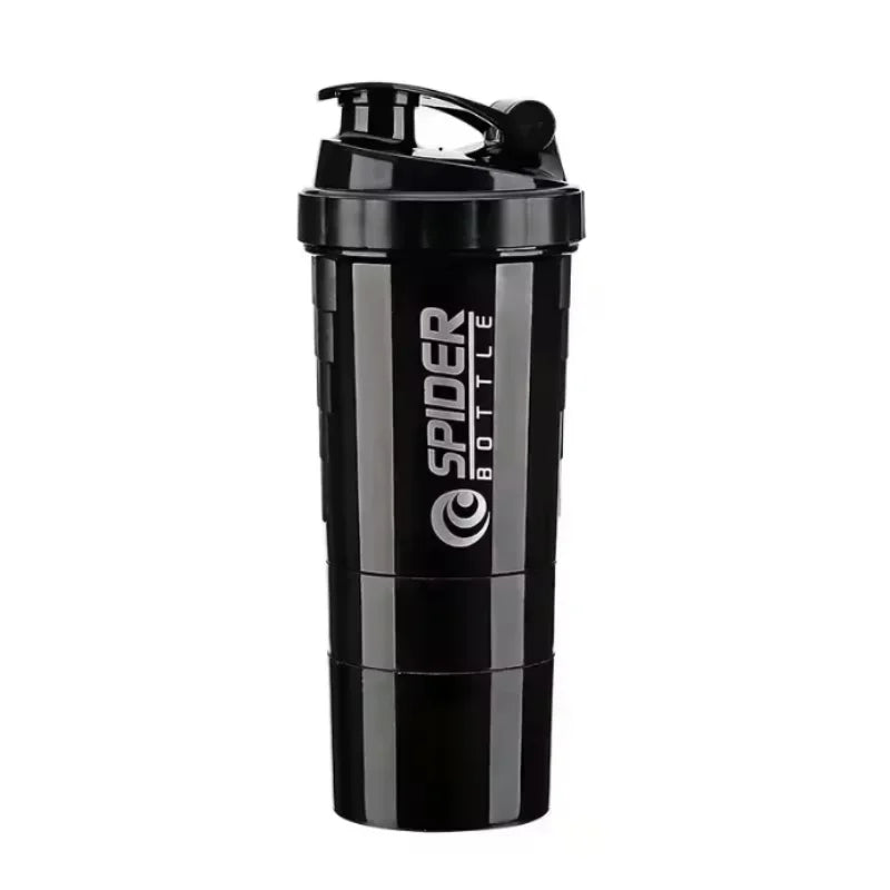 3 Layer Shaker Bottle Protein Mixing Shake Cup Sports Fitness Water Cup 550ml Scaled Plastic Water Bottles with Medicine Box