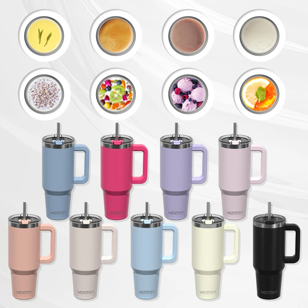 WATERSY 20oz/591ml Tumbler with Handle, Leak-proof Insulated Cup, Stainless Steel Vacuum Thermal for Coffee, Car, Travel