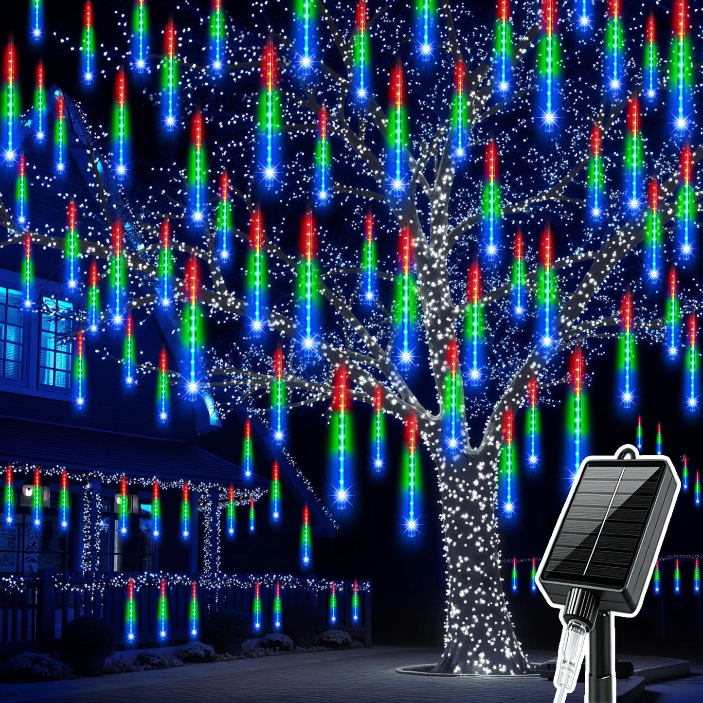 Solar LED Meteor Shower Light String Outdoor Waterproof Fairy Garden Light Christmas Wedding Decoration for Tree Garden Eave