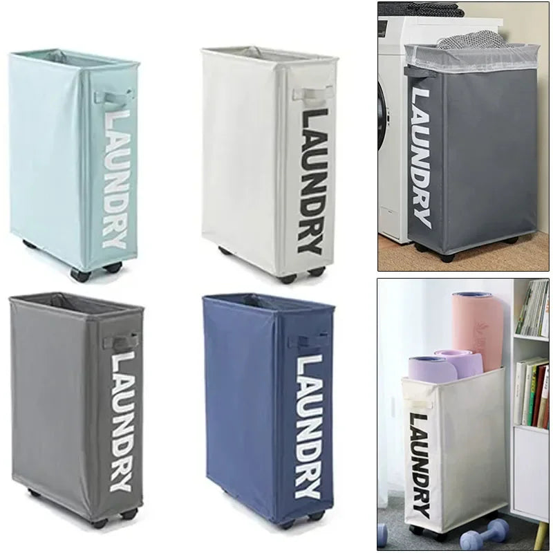 Laundry Baskets With Wheels Fitness Tool Storage Basket Foldable Yoga Mat Organizer Household Toy Clothing Storage Basket New
