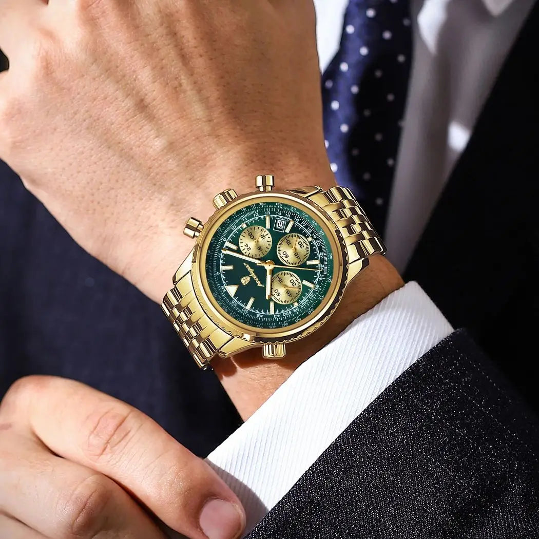 POEDAGAR Top Luxury Male Wristwatch Chronograph Date Waterproof Luminous Men's Watches Stainless Steel Classic Quartz Man Watch