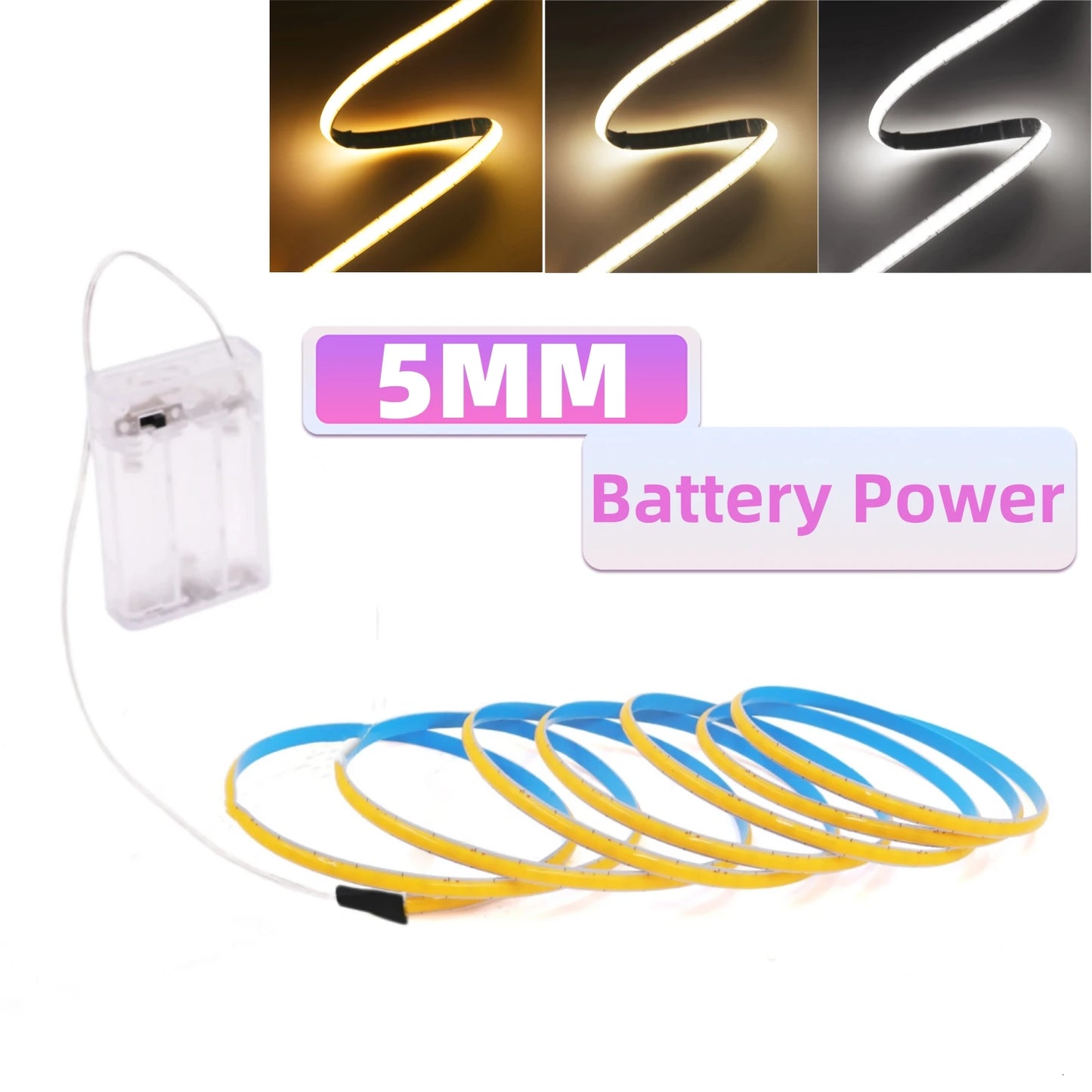 3MM 5MM 8MM COB LED Strip 5V 320LEDs/m PIR Motion Sensor Flexible Tape USB/Battery Powered Under Cabinet Kitchen Lighting Strip